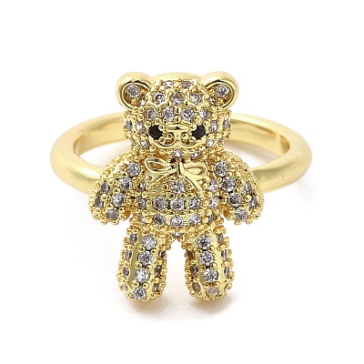 Rack Plating Brass Micro Pave Cubic Zirconia Finger Ring RJEW-C072-32A-01G-1