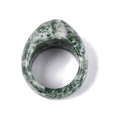 Natural Green Spot Jasper Finger Rings for Unisex G-Q601-19B-1