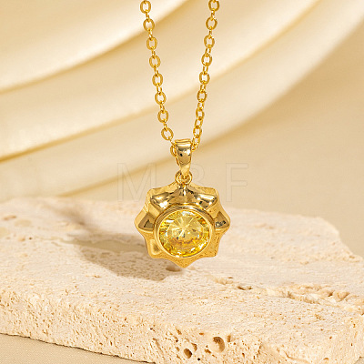 Brass Pave Gold Cubic Zirconia Star Pendant Necklaces for Women WG2341B-03-1