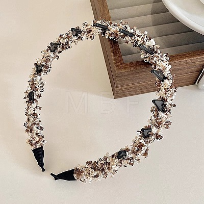 Plastic with Polyester Hair Bands OHAR-B007-04B-1