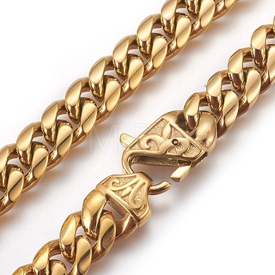 201 Stainless Steel Curb Chain Necklaces NJEW-P243-01G-02-1