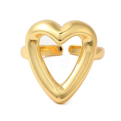 Heart Brass Finger Open Cuff Rings for Women RJEW-A048-20G-1