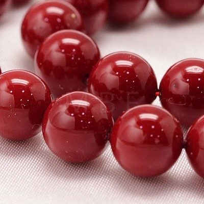 Baking Painted Shell Pearl Round Bead Strands BSHE-L011-4mm-B007-1