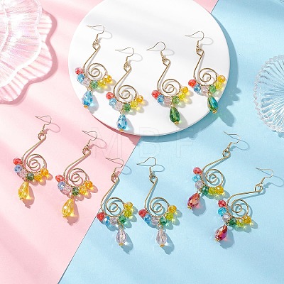 Vortex Spiral Glass Dangle Earrings EJEW-JE06861-1