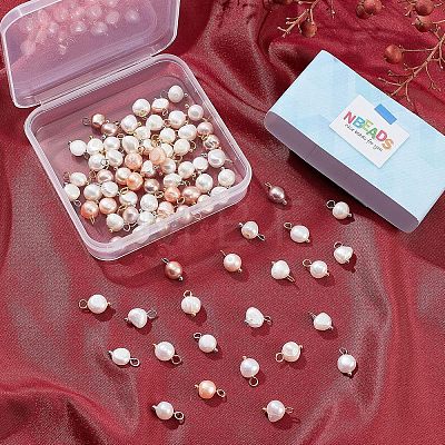  80pcs 4 Styles Natural Cultured Freshwater Pearl Charms PEAR-NB0001-65-1