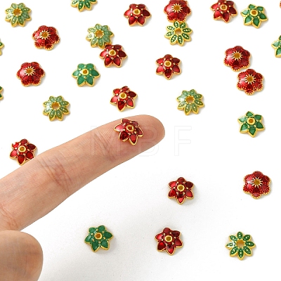 40Pcs 4 Styles Alloy Enamel Beads Caps ENAM-YW0003-97-1
