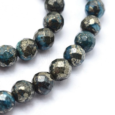 Dyed Natural Pyrite Beads Strands G-F582-C05-1