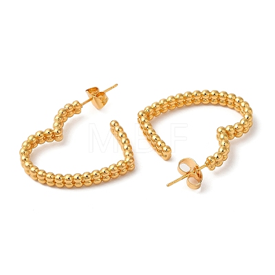 Rack Plating Brass Heart Stud Earrings EJEW-R151-03G-1