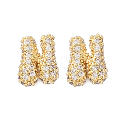 Brass Micro Pave Cubic Zirconia Stud Earrings EJEW-Z091-04G-H-1