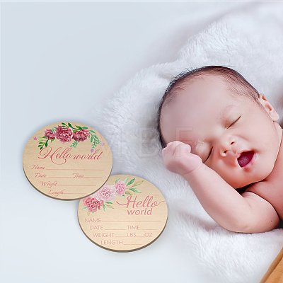 2Pcs 2 Style Single-face Printed Wooden Baby Photo Props DJEW-WH0600-002-1
