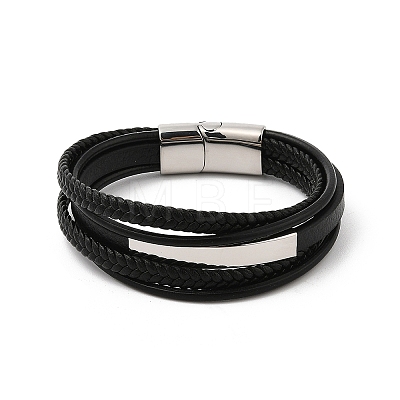 Braided Leather Cord Multi-strand Bracelets for Men BJEW-Z081-12P-1