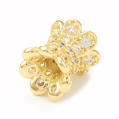 Brass Micro Pave Cubic Zirconia Spacer Beads KK-P228-57G-1