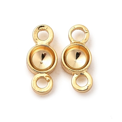 Flat Round Brass Rhinestone Connecter Settings KK-P340-06A-G-1