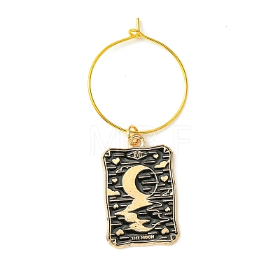 Tarot Cards Alloy Enamel Wine Glass Charms AJEW-JO00206-1