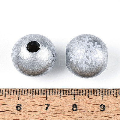 Christmas Spray Painted Schima Wood Beads WOOD-T032-35A-1