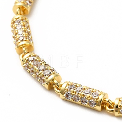 Clear Cubic Zirconia Column Link Chain Bracelet BJEW-E073-01G-1