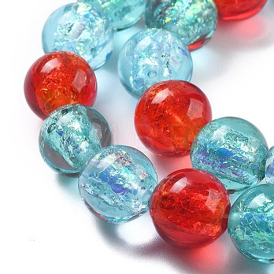 Handmade Foil Lampwork Beads Strands FOIL-K003-06B-14-1