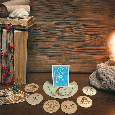 Natural Wood Card Stand for Tarot DJEW-WH0034-01F-1
