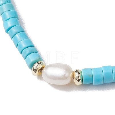 Natural Howlite and Pearl Beads Btacelets BJEW-JB10681-07-1