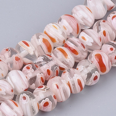 Handmade Millefiori Glass Beads Strands LK-T001-08-1