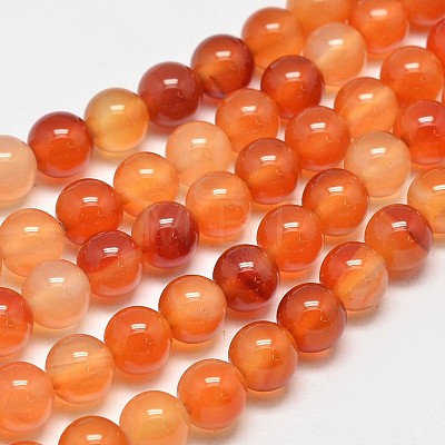 Round Natural Red Agate Bead Strands G-M257-8mm-26-1