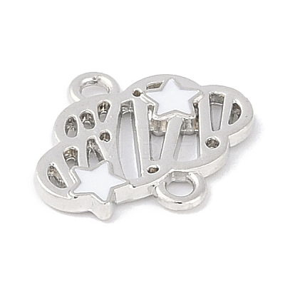 Rack Plating Alloy White Enamel Cloud with Star Links Connector Charms PALLOY-F018-04P-02-1