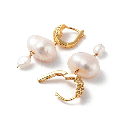 Potato Natural Pearl Hoop Earrings for Women EJEW-E303-38G-1