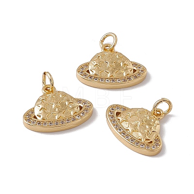Brass Micro Pave Clear Cubic Zirconia Charms KK-G439-30G-1