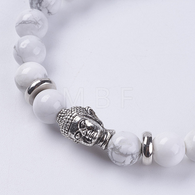 Natural Howlite Beads Stretch Bracelets BJEW-E325-D24-1