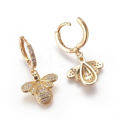 Brass Cubic Zirconia Hoop Earrings EJEW-O084-02-1