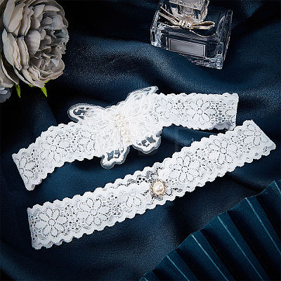 Polyester Lace Elastic Bridal Garters DIY-WH0308-148B-1