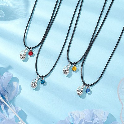 Grenade Shaped Alloy & Rhinestone Pendant Necklaces NJEW-JN04986-1