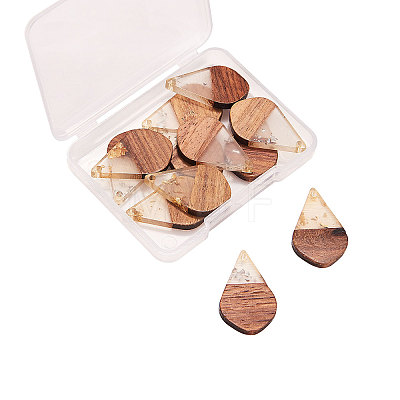 Transparent Resin & Walnut Wood Pendants RESI-CJ0001-51-1