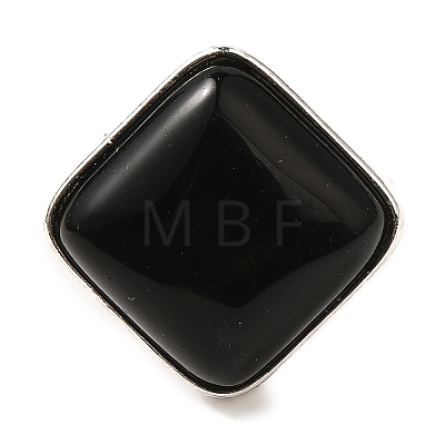 Natural Obsidian Adjustable Rings RJEW-H240-01S-20-1