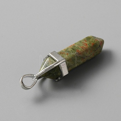 Natural Unakite Double Terminal Pointed Pendants G-TAC0001-07B-1