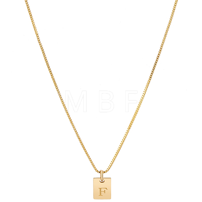 1Pc Stainless Steel Letter Rectangle Pendant Necklaces NJEW-LP0001-34F-G-1