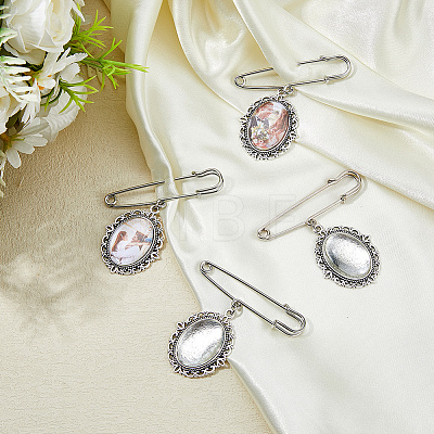 Alloy Oval Tray Brooch Base Settings JEWB-DC00007-1