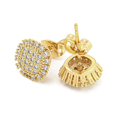 Brass Micro Pave Cubic Zirconia Ear Studs EJEW-P261-32G-1