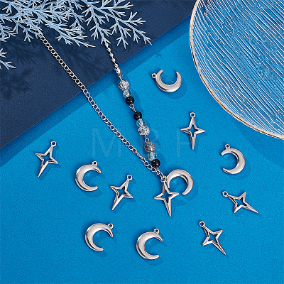 12Pcs 2 Style 304 Stainless Steel Pendants STAS-UN0042-13-1