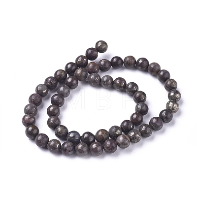 Natural African Pyrite Beads Strands G-D0006-C05-8mm-1