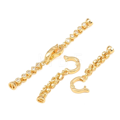 Brass Micro Pave Clear Cubic Zirconia Fold Over Clasps KK-U059-64G-1