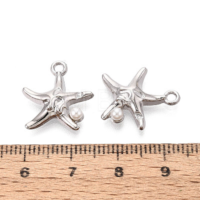 Rack Plating Alloy & Imitation Pearl Pendants ENAM-T024-04P-1