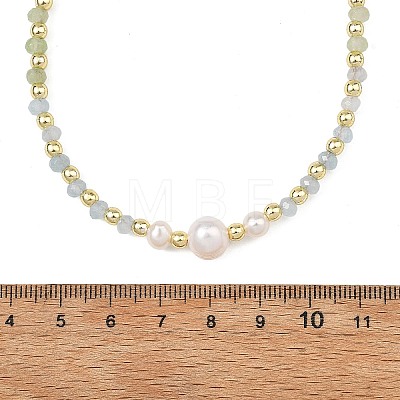Gradient Color Gemstone & Natural Cultured Freshwater Pearl Beaded Necklaces NJEW-JN06316-1