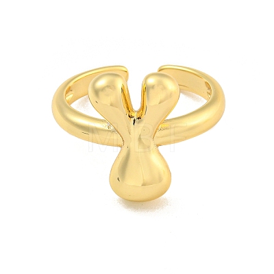 Brass Letter Open Cuff Rings for Women RJEW-G313-01Y-G-1