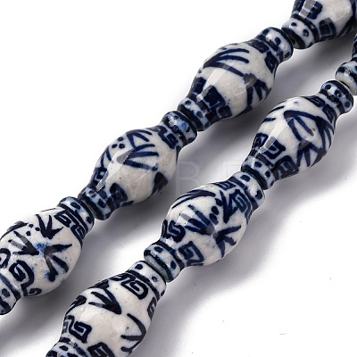 Handmade Blue and White Porcelain Beads Strands PORC-I027-13C-1