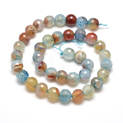 Dyed Natural Agate Faceted Round Beads Strands G-E268-20-1