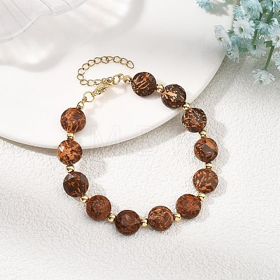 Natural Starburst Jasper & Brass Spacer Beads Beaded Bracelets for Women BJEW-JB14112-03-1