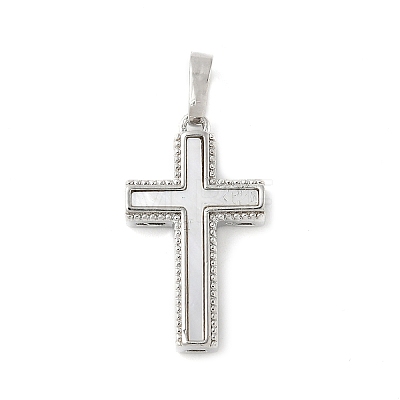 Brass Pave Natural White Shell Pendants KK-S522-01A-P-1