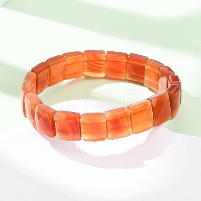 Dyed & Heated Natural Carnelian Faceted Beaded Stretch Bracelets for Women BJEW-K251-08C-1
