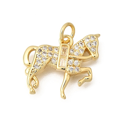 Brass Micro Pave Clear Cubic Zirconia Pendants KK-Z155-06G-03-1